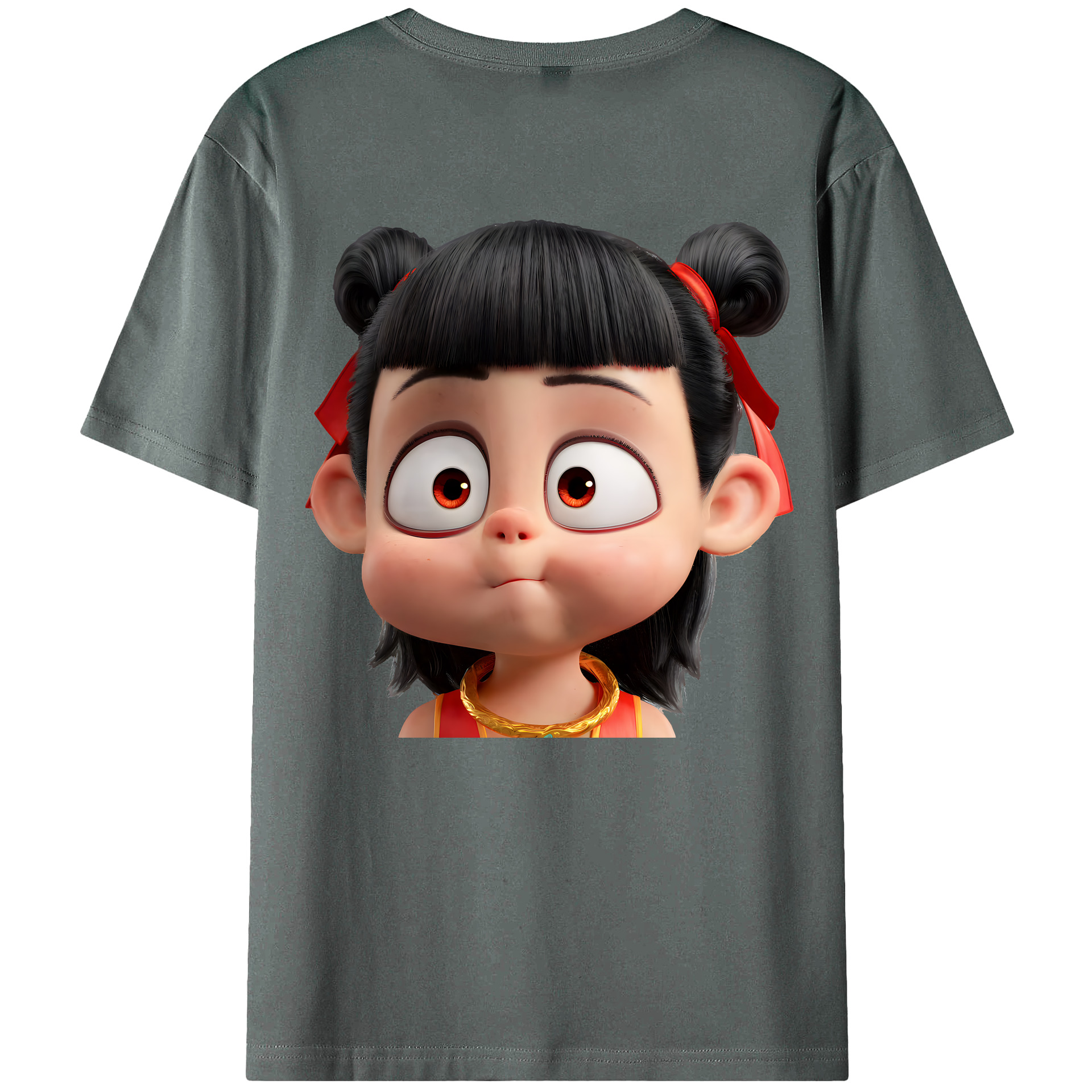 （画像用） Ne Zha 2 ナタ 魔童の大暴れ 綿100％ メンズ半袖Tシャツ（バックプリント） 通気性